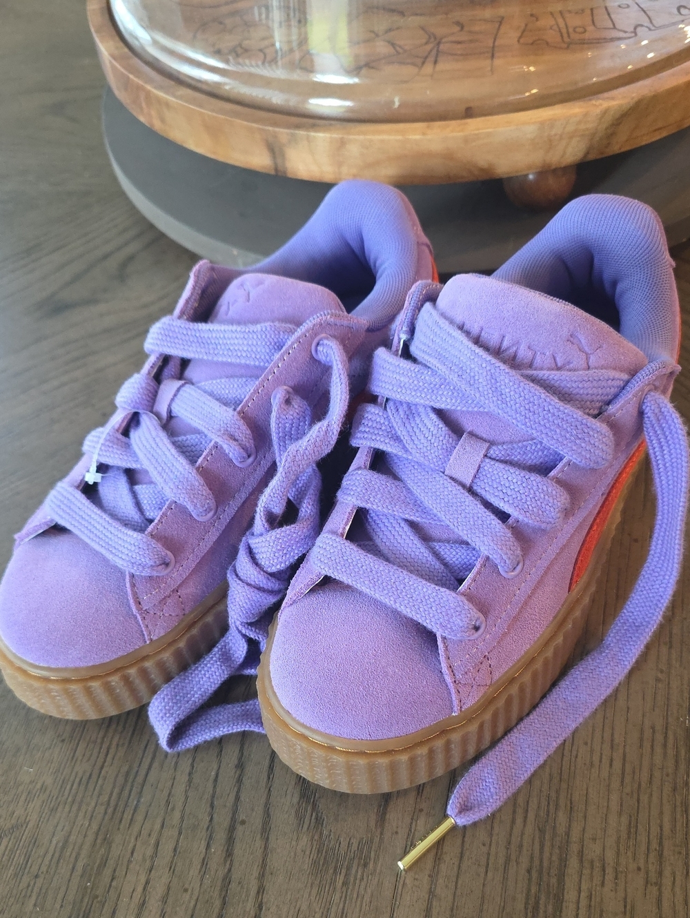 Puma X FENTY Kids' 4.5 Purple Suede Sneakers with Gum Sole